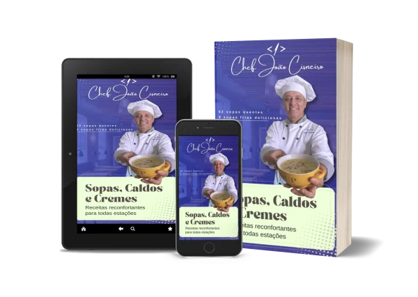 Livro físico + Ebook de sopas, caldos e creme