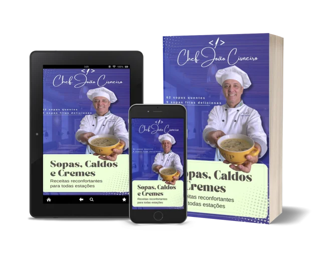 Livro físico + Ebook de sopas, caldos e creme